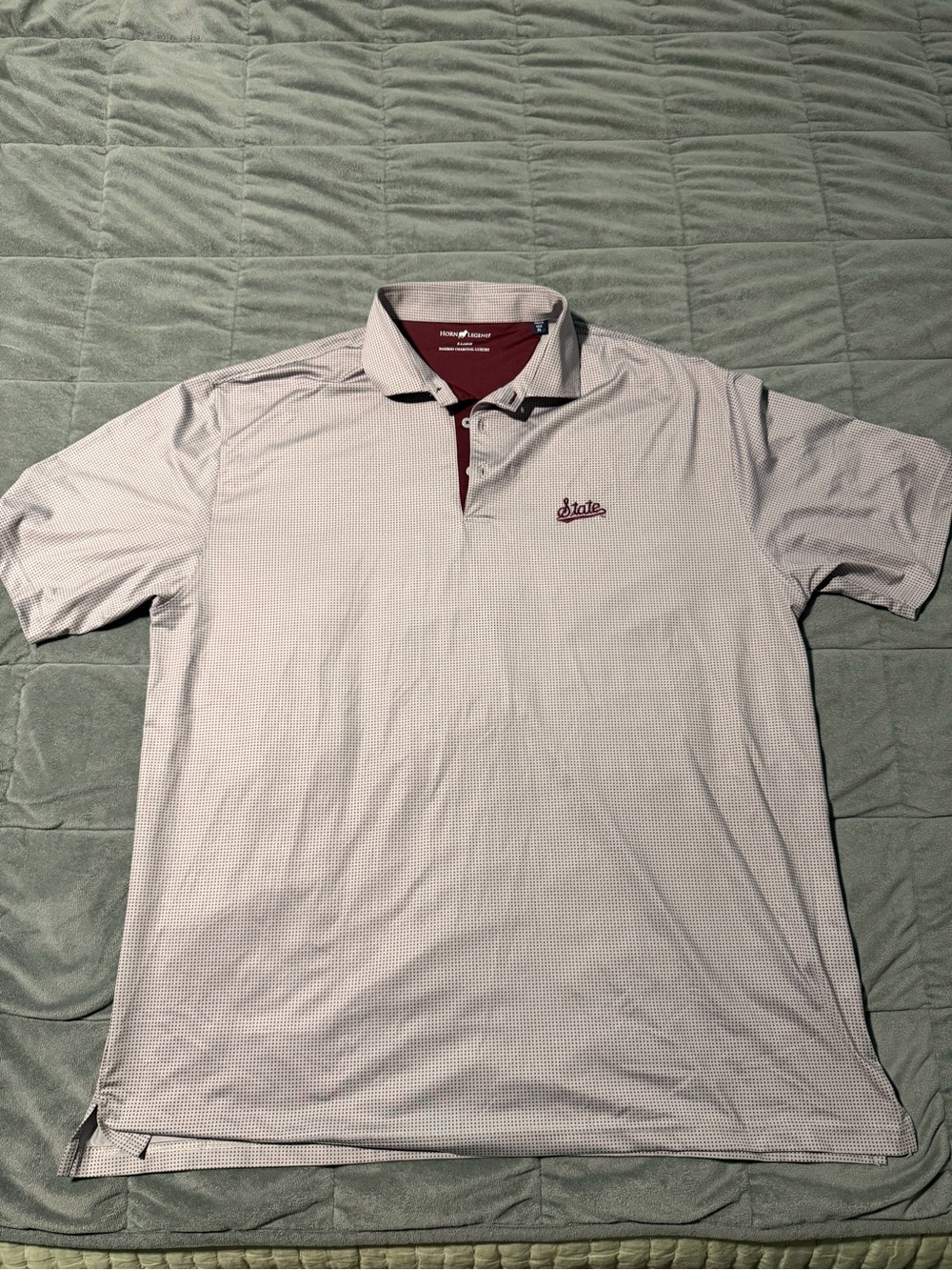 Horn Legend Men’s Maroon and Gray Miss. State Performance Golf Polo